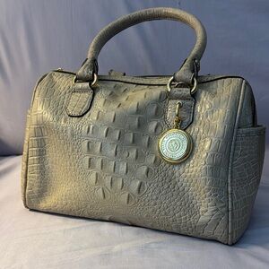 Anne Klein Gray Crocodile-Embossed Satchel Handbag Vintage Style